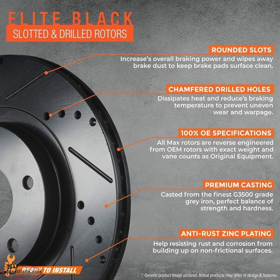 20062018 Dodge Ram 1500 Front AntiRust Drilled Slotted Rotors with