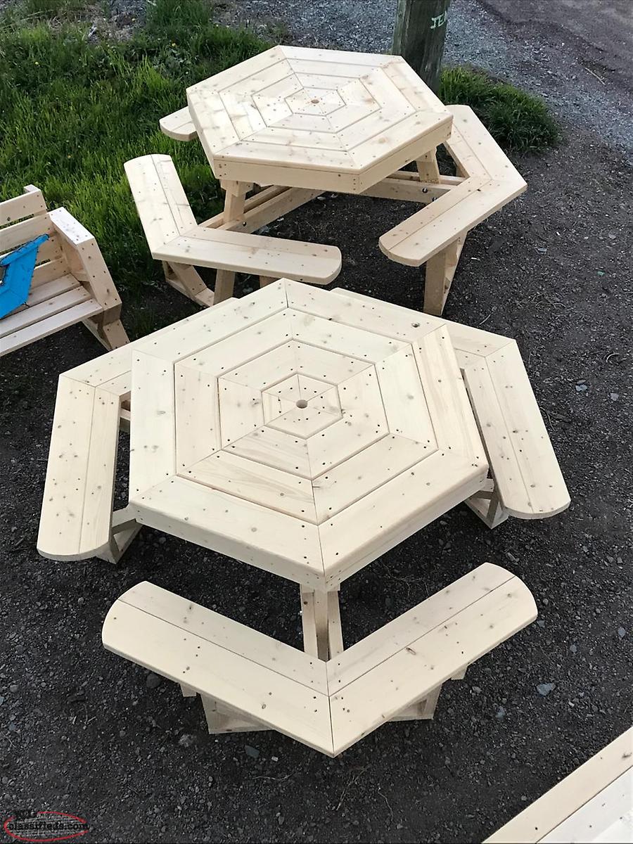 Handmade hexagon picnic tables Leading Tickles, Newfoundland Labrador