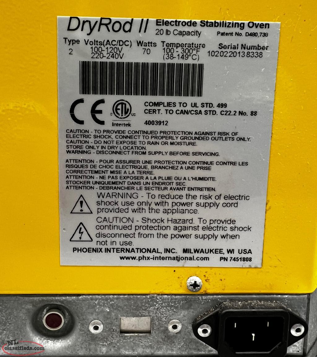 DryRod®II Type 2 portable rod oven - Conception Bay South, Newfoundland ...